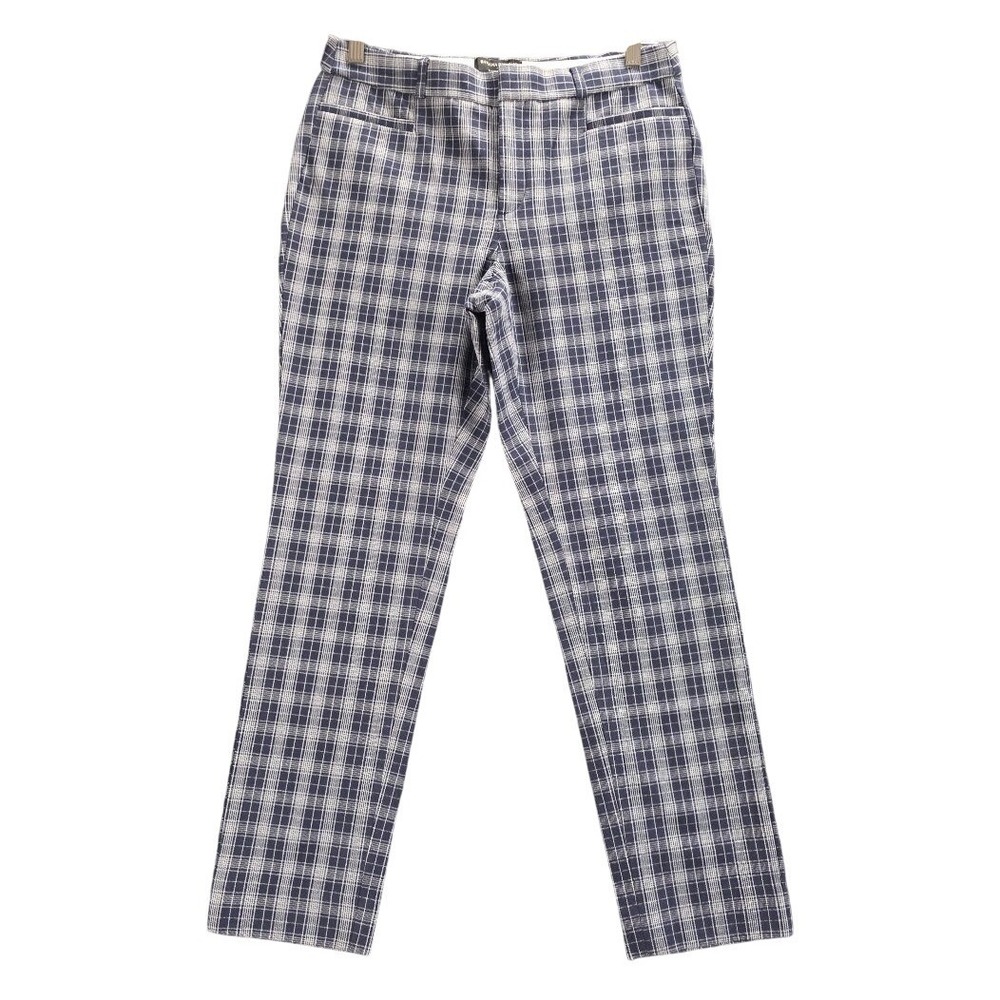 Banana Republic Sloan Curvy‎ Fit Plaid Pants Blue White Size 8 534891-00-1 NWT